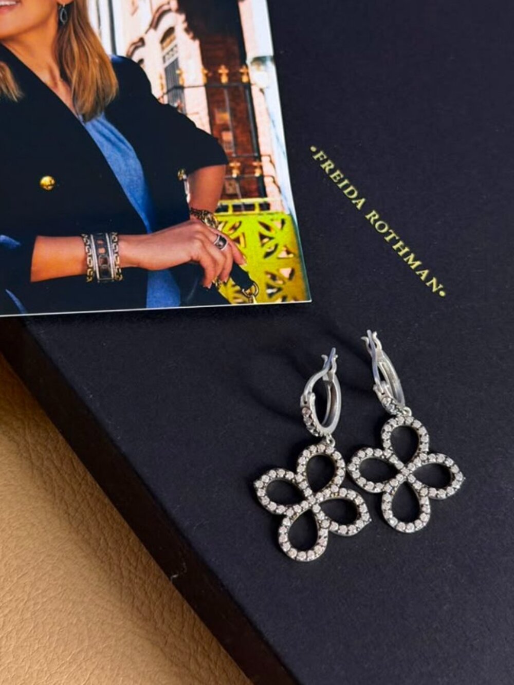 FREIDA ROTHMAN - Signature Pointed Clover Drop Earrings - Sterling SIlver